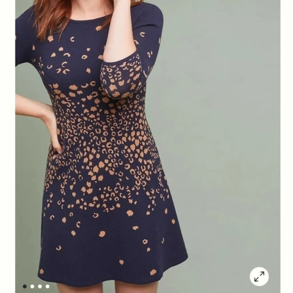 Anthropologie Dresses & Skirts - Anthropologie Dress Womens XS Maeve Sweater Animal Print Warm Scoop Back Y2K